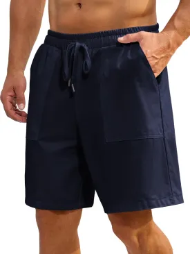 Mens Shorts - Casual Cotton Drawstring Summer Beach Stretch Twill Chino Golf Shorts Elastic Waist with Pockets