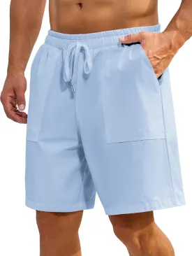 Mens Shorts - Casual Cotton Drawstring Summer Beach Stretch Twill Chino Golf Shorts Elastic Waist with Pockets