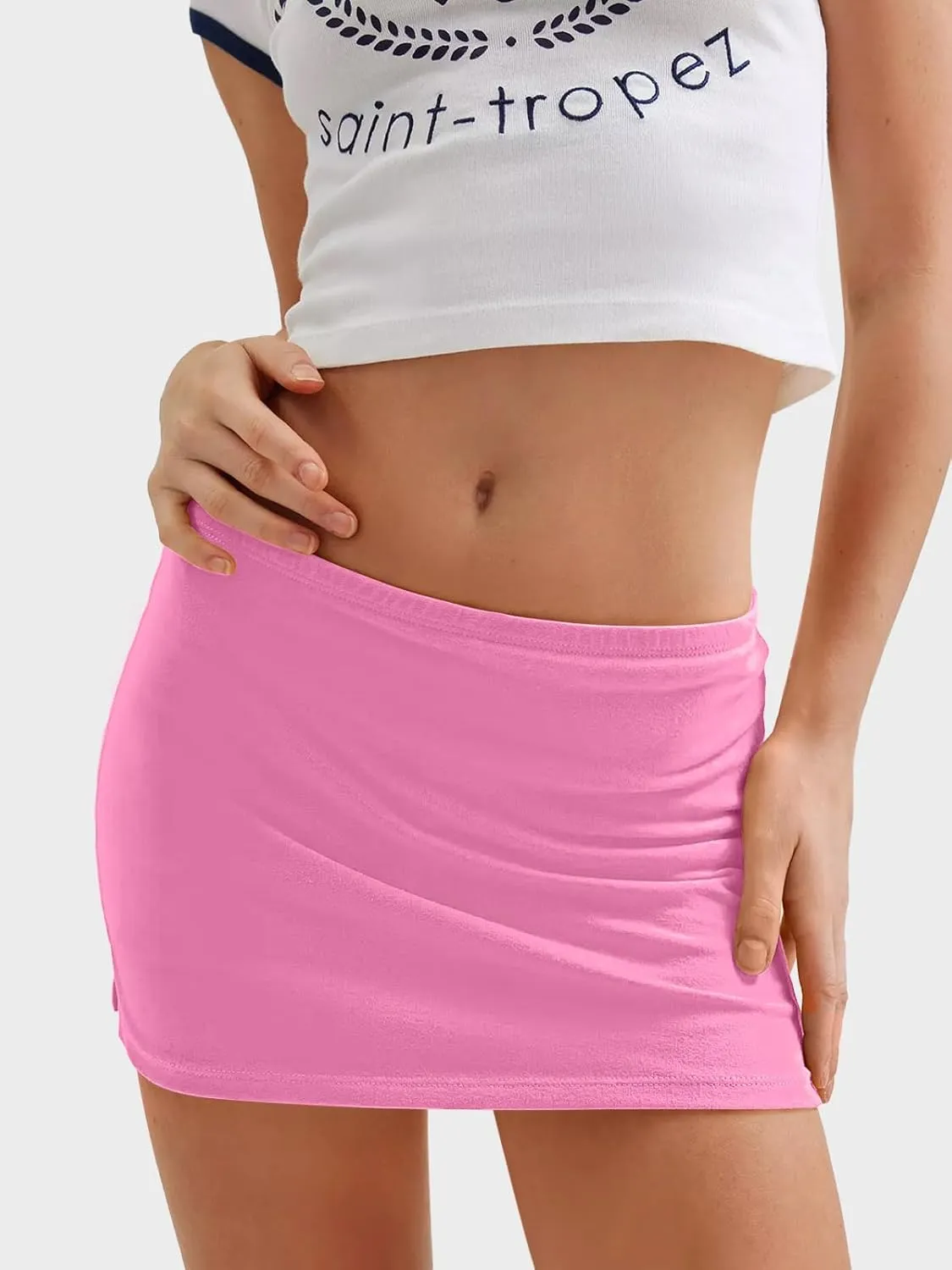 NIMIN Mini Skirts Skorts for Women Mid Waisted Stretch Summer Skorts Sexy Split Pencil Bodycon Skirts with Shorts Underneath