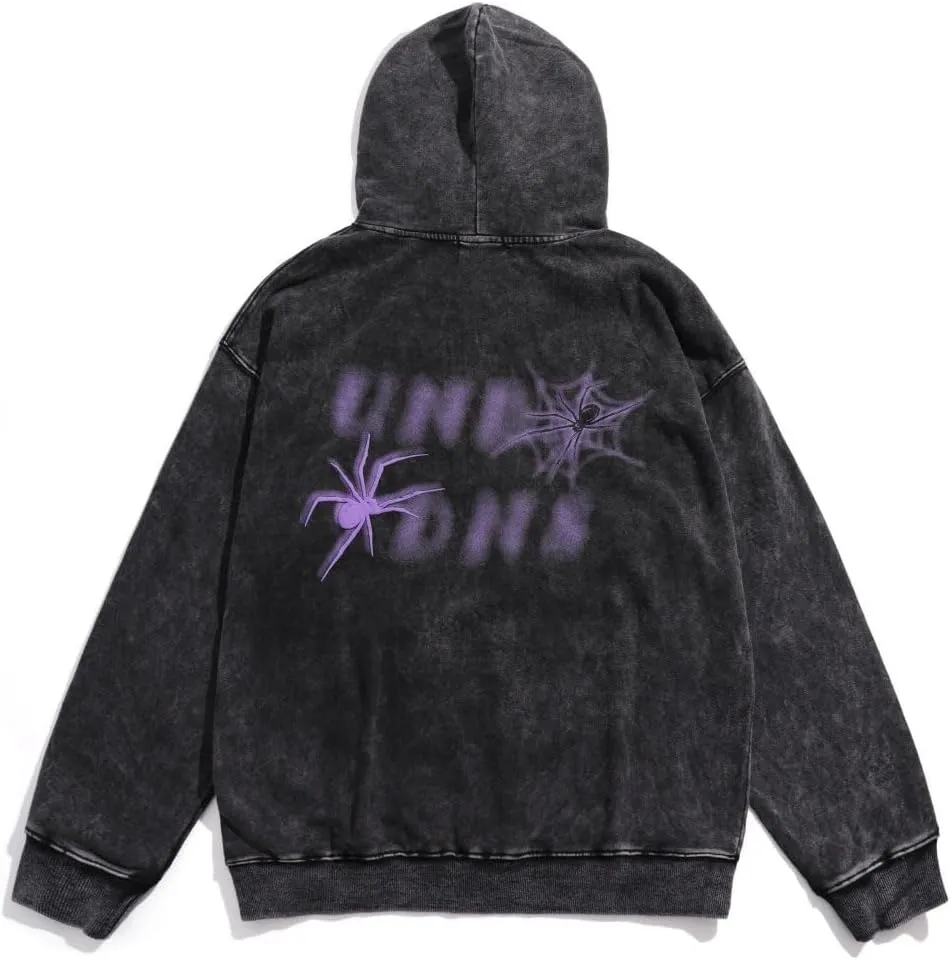 Obenie Retro Y2K Hoodie Gothic Casual Alphabet Blast Print Pattern Skull Fashion Hoodie Men Harajuku Men Clothing