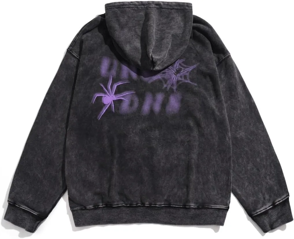 Obenie Retro Y2K Hoodie Gothic Casual Alphabet Blast Print Pattern Skull Fashion Hoodie Men Harajuku Men Clothing