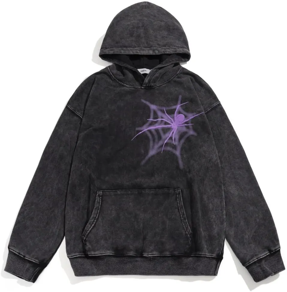 Obenie Retro Y2K Hoodie Gothic Casual Alphabet Blast Print Pattern Skull Fashion Hoodie Men Harajuku Men Clothing
