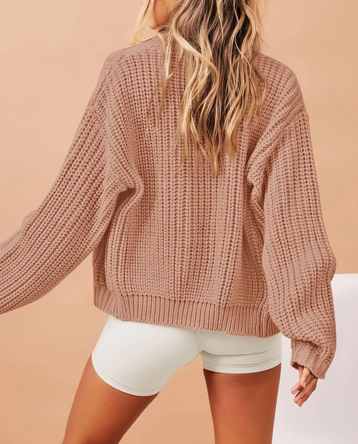 Pink Queen 2024 Fall Casual Cardigan Sweaters for Women Long Sleeve Full Zipper Chunky Knit Cardigans Jacket Coat