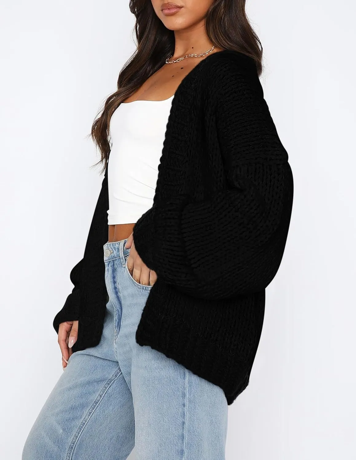 PRETTYGARDEN Womens Cardigan Sweaters 2025 Spring Fall Trendy Chunky Knit Outerwear Outfits Fashion Long Sleeve Cardigans