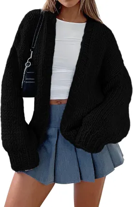 PRETTYGARDEN Womens Cardigan Sweaters 2025 Spring Fall Trendy Chunky Knit Outerwear Outfits Fashion Long Sleeve Cardigans