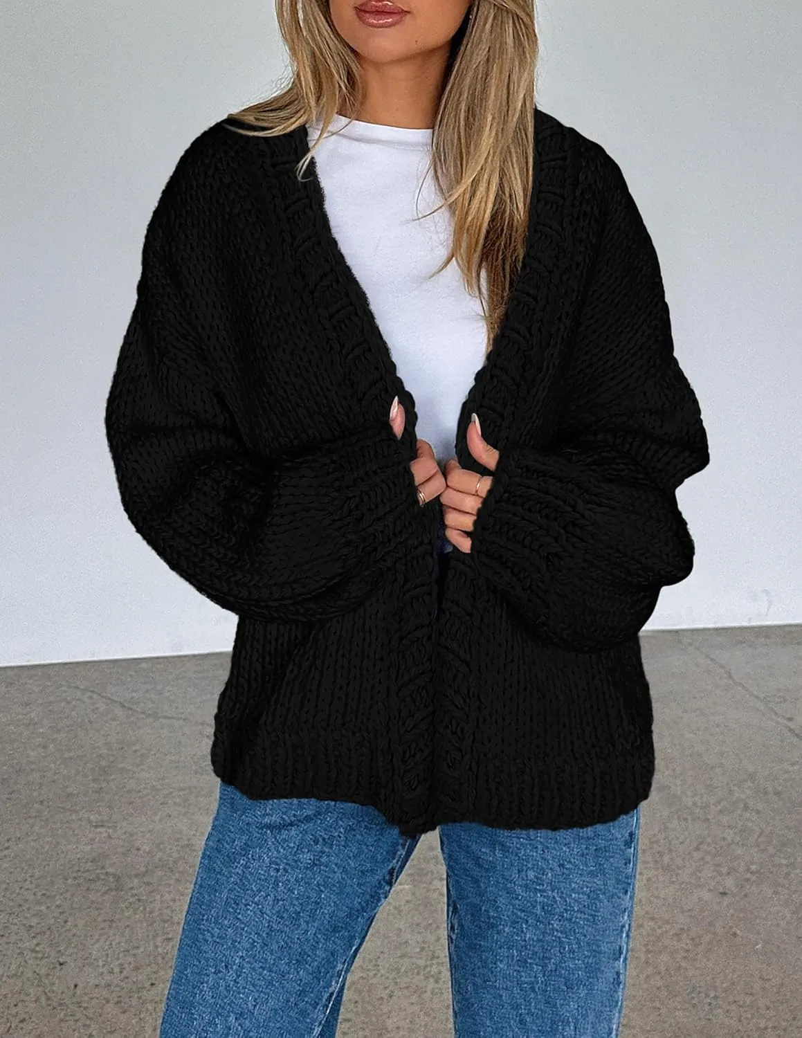 PRETTYGARDEN Womens Cardigan Sweaters 2025 Spring Fall Trendy Chunky Knit Outerwear Outfits Fashion Long Sleeve Cardigans