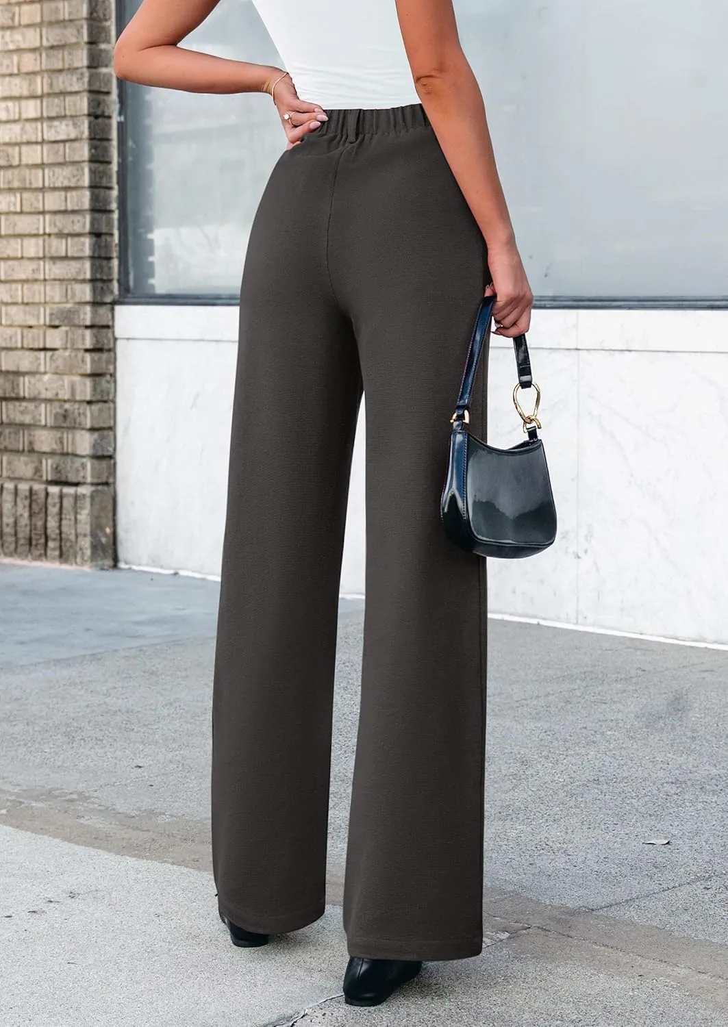 PRETTYGARDEN Women's Wide Leg Dress Pants Dressy Casual High Elastic Waisted Work Office Trousers Palazzo Pants