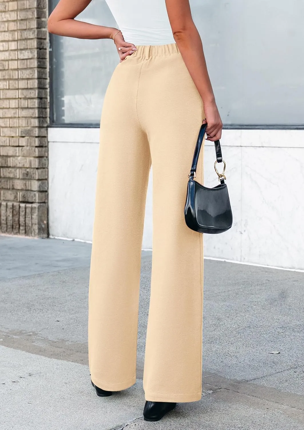 PRETTYGARDEN Women's Wide Leg Dress Pants Dressy Casual High Elastic Waisted Work Office Trousers Palazzo Pants