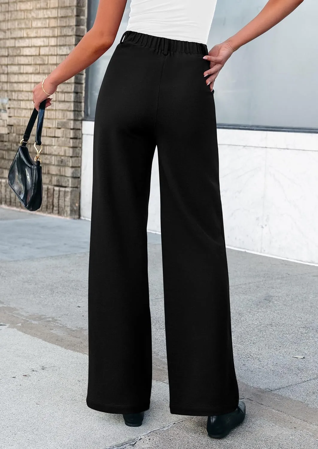 PRETTYGARDEN Women's Wide Leg Dress Pants Dressy Casual High Elastic Waisted Work Office Trousers Palazzo Pants