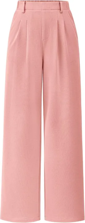 PRETTYGARDEN Women's Wide Leg Dress Pants Dressy Casual High Elastic Waisted Work Office Trousers Palazzo Pants