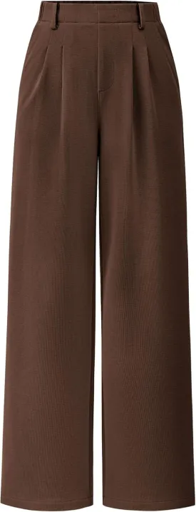 PRETTYGARDEN Women's Wide Leg Dress Pants Dressy Casual High Elastic Waisted Work Office Trousers Palazzo Pants