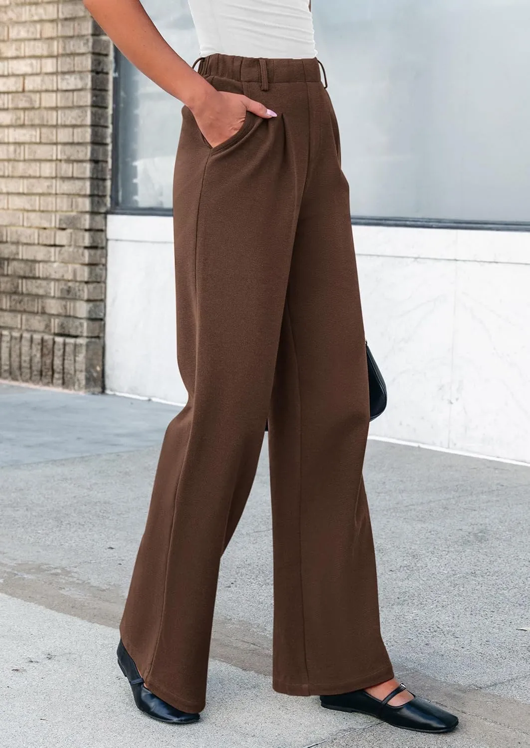 PRETTYGARDEN Women's Wide Leg Dress Pants Dressy Casual High Elastic Waisted Work Office Trousers Palazzo Pants