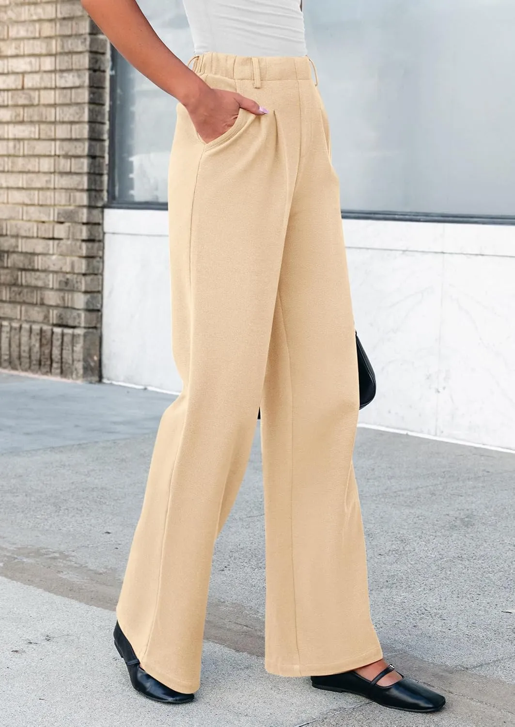 PRETTYGARDEN Women's Wide Leg Dress Pants Dressy Casual High Elastic Waisted Work Office Trousers Palazzo Pants