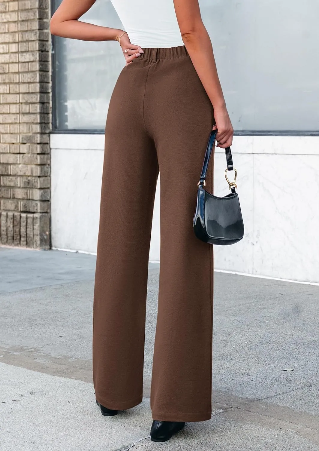 PRETTYGARDEN Women's Wide Leg Dress Pants Dressy Casual High Elastic Waisted Work Office Trousers Palazzo Pants