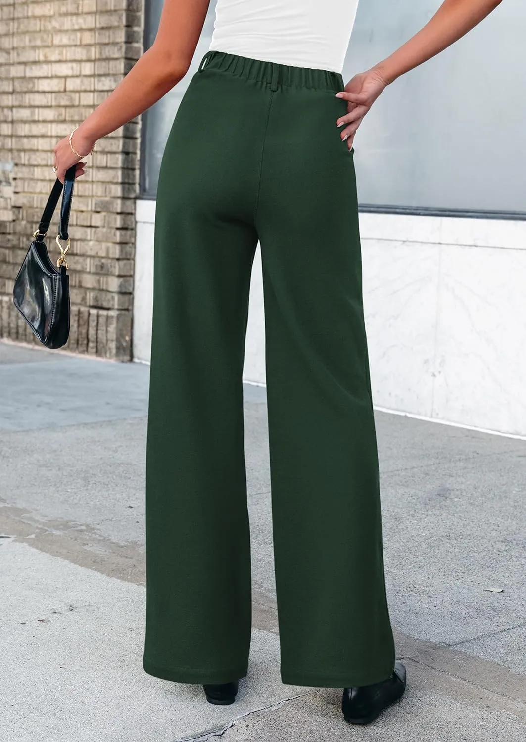 PRETTYGARDEN Women's Wide Leg Dress Pants Dressy Casual High Elastic Waisted Work Office Trousers Palazzo Pants