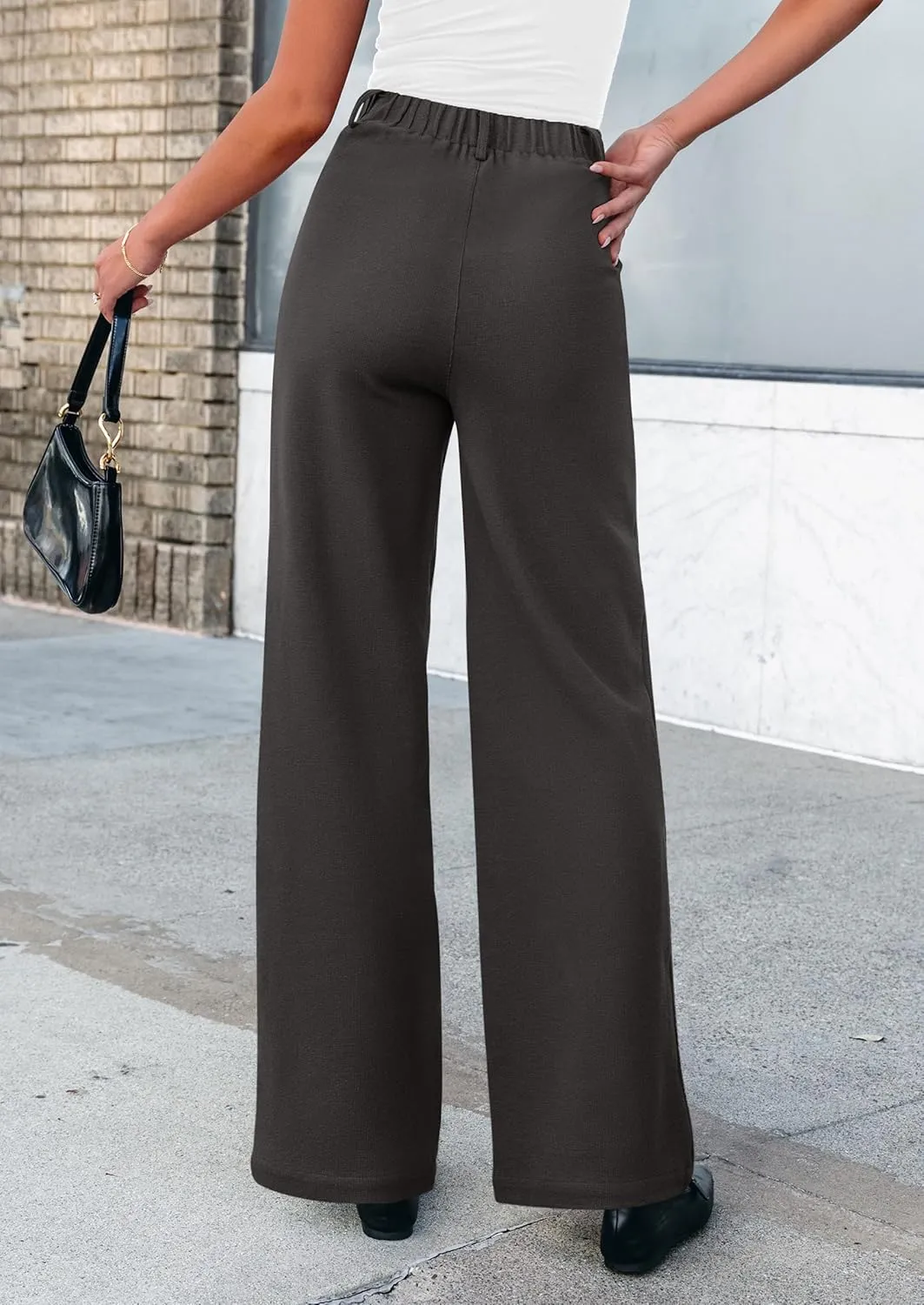 PRETTYGARDEN Women's Wide Leg Dress Pants Dressy Casual High Elastic Waisted Work Office Trousers Palazzo Pants