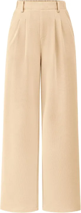 PRETTYGARDEN Women's Wide Leg Dress Pants Dressy Casual High Elastic Waisted Work Office Trousers Palazzo Pants