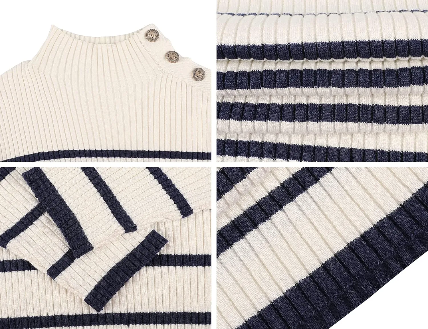 PrettyGuide Women's Short Sleeve Sweater Tops Mock Neck with Button Pullover Slim Fit Casual Business Knit Basic Top
