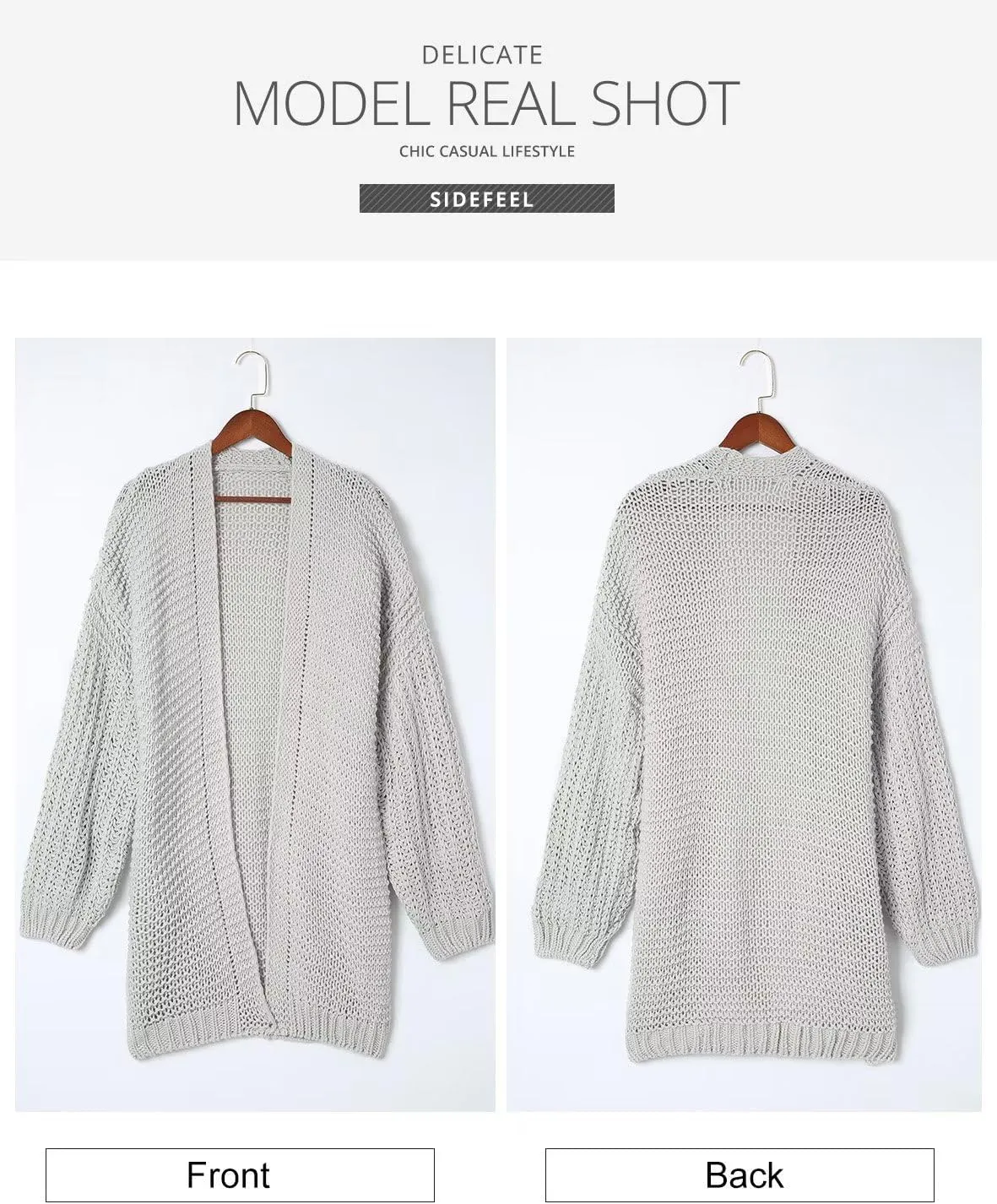 Sidefeel Cardigan for Women Trendy 2024 Open Front Sweater Oversized Lantern Sleeve Chunky Knitted Outwear