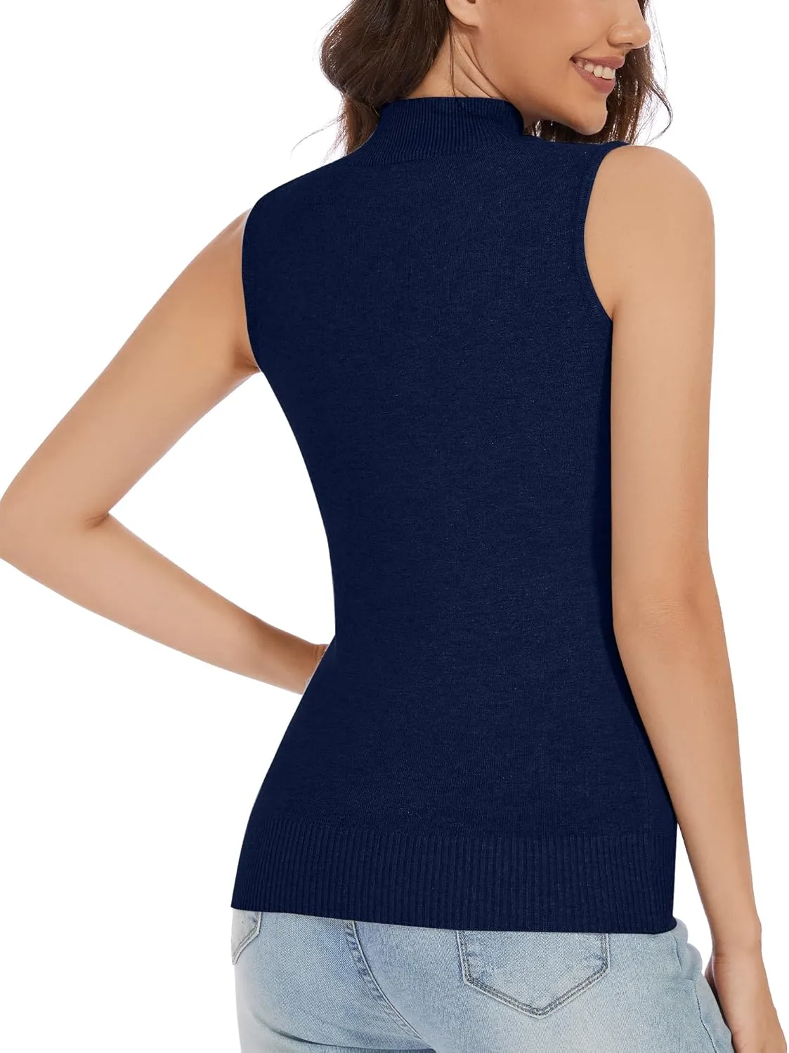 Sleeveless Mock Neck Tops for Women Mock Turtle Neck Vest Tops