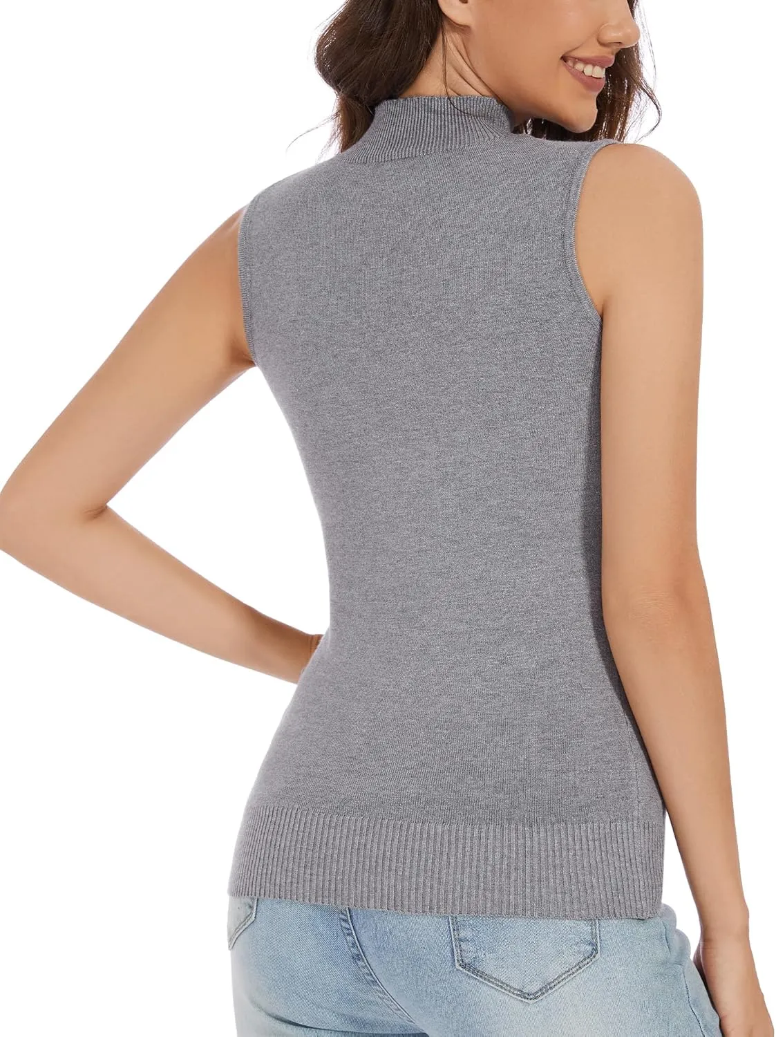 Sleeveless Mock Neck Tops for Women Mock Turtle Neck Vest Tops