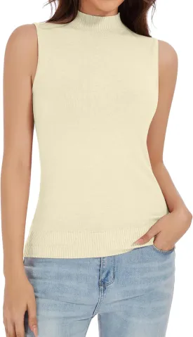Sleeveless Mock Neck Tops for Women Mock Turtle Neck Vest Tops
