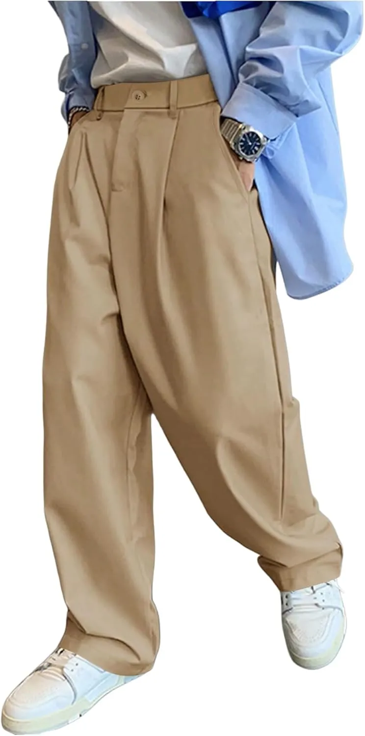 Verdusa Men's Casual Loose Wide Leg Pants Lightweight Trousers with Slant Pockets