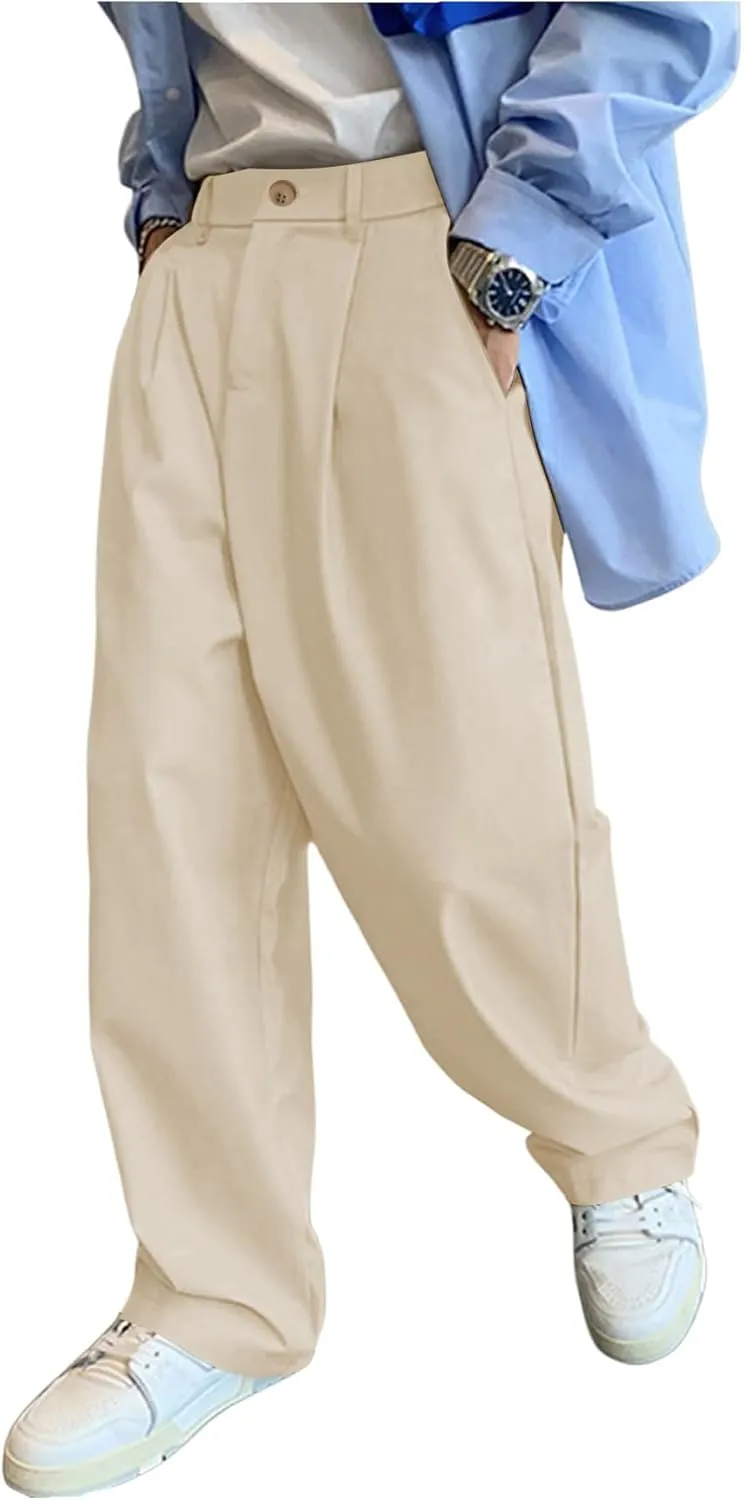 Verdusa Men's Casual Loose Wide Leg Pants Lightweight Trousers with Slant Pockets