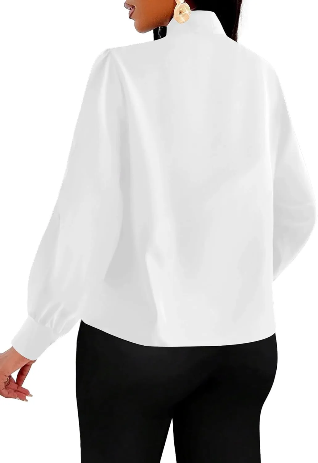 Vrtige Women's Elegant Bow Tie Neck Long Sleeve Blouse Office Shirt Top