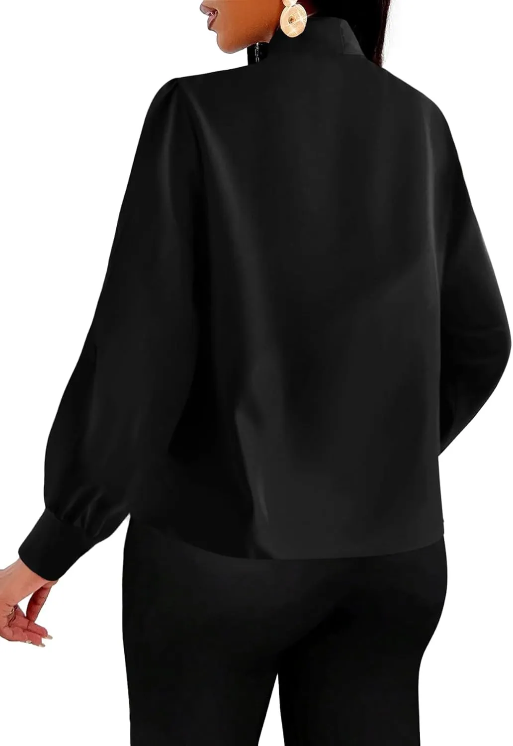 Vrtige Women's Elegant Bow Tie Neck Long Sleeve Blouse Office Shirt Top
