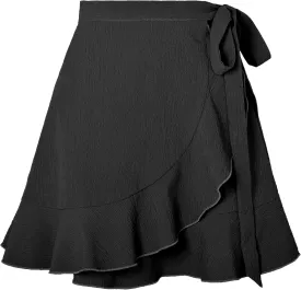 WEEPINLEE Women's Summer High Waisted Ruffle Wrap Tie Knot Short Mini Skirts