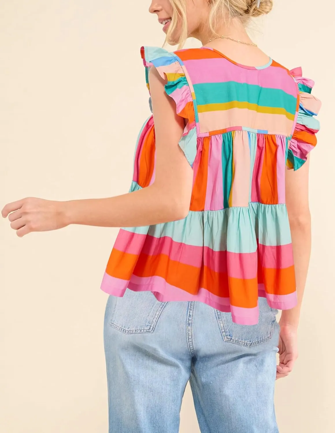 Women Boho Tie Front Peplum Top Floral Print Flowy Fringe Shirt Square Neck Ruffle Tank Top Going Out Blouse Tops