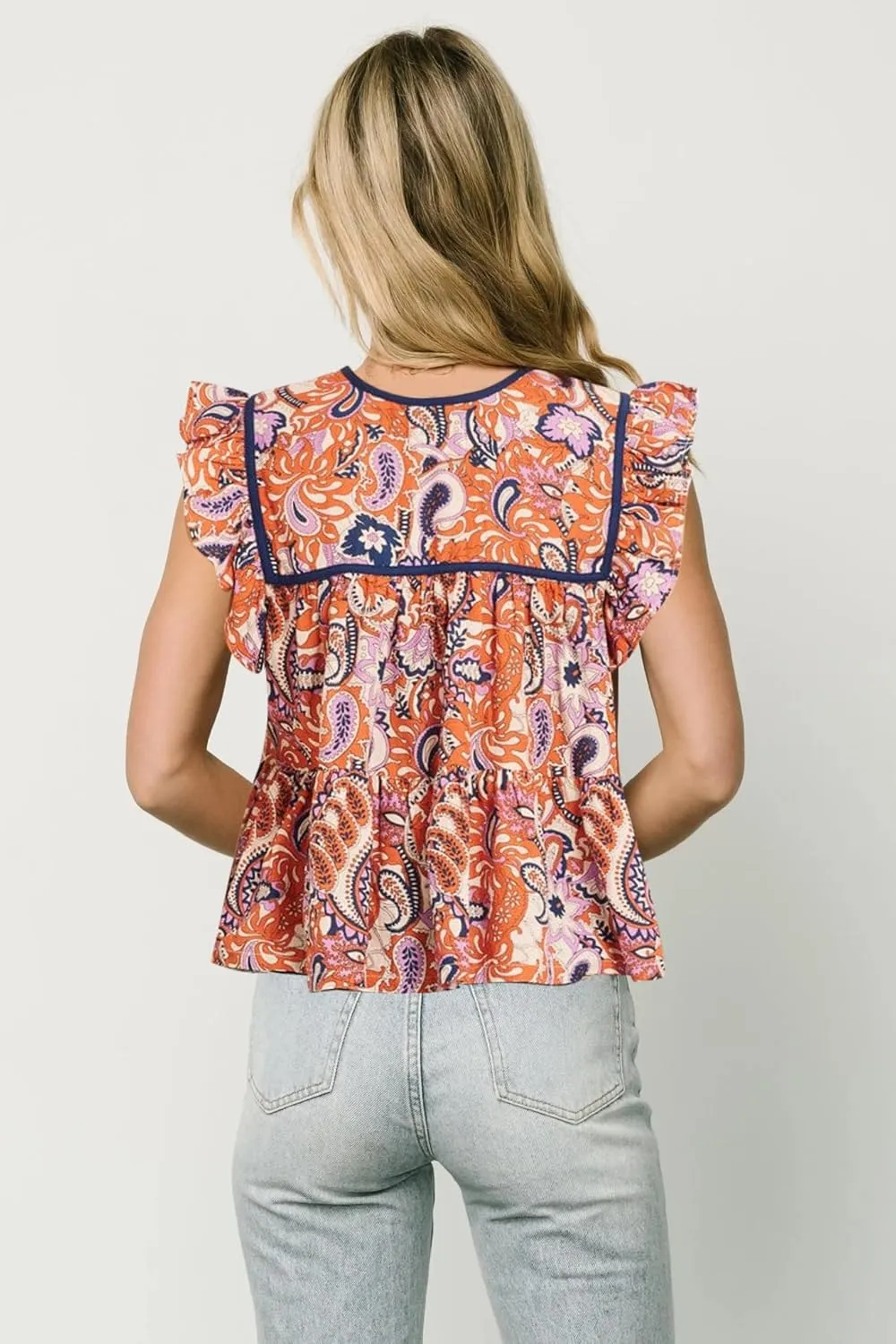 Women Boho Tie Front Peplum Top Floral Print Flowy Fringe Shirt Square Neck Ruffle Tank Top Going Out Blouse Tops