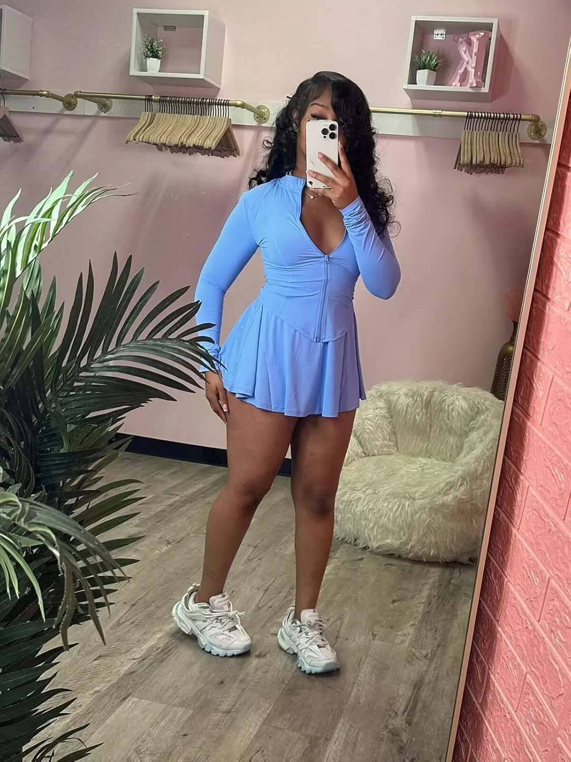 Women Two Piece Skirt Set Zip Up Crop Tops Mini Skirts Casual Dress Matching Set