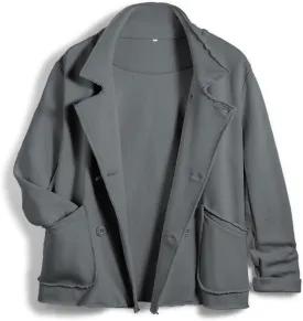 Women Warm Pea Coat Notched Lapel Neck Cropped Double Breasted Button Down Trench Overcoat Jackets with Pockets