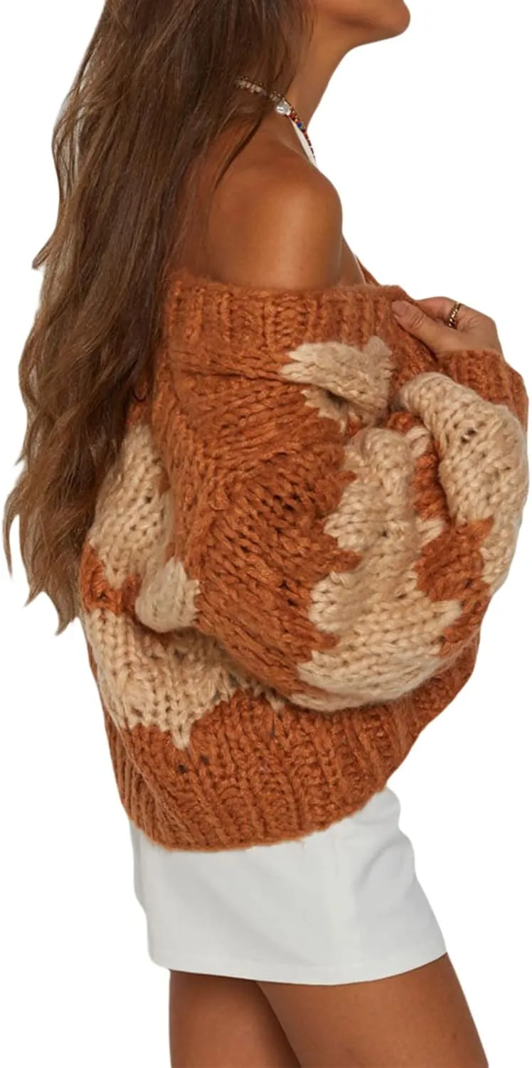 Women Y2k Cable Knit Chunky Cardigan Open Front Long Balloon Sleeve Sweater Oversized Jumper Aesthetic Knitwear