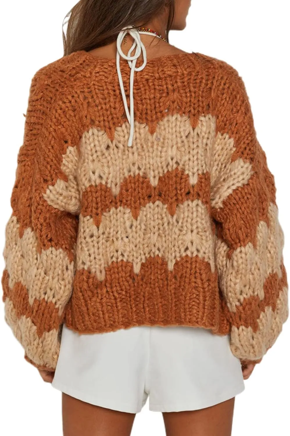 Women Y2k Cable Knit Chunky Cardigan Open Front Long Balloon Sleeve Sweater Oversized Jumper Aesthetic Knitwear
