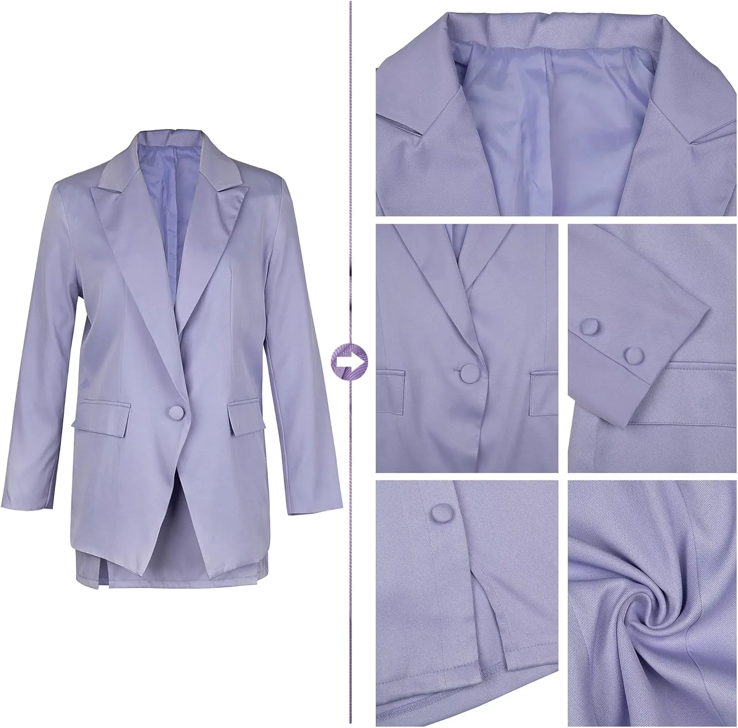 Women's 2 Piece Blazer and Skirt Suits, Open Front Blazer Jackets   Side Slit Mini Skirts