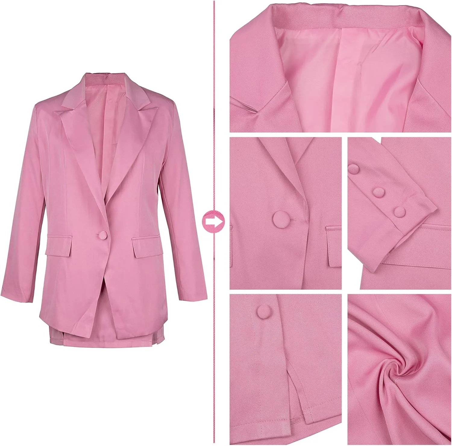 Women's 2 Piece Blazer and Skirt Suits, Open Front Blazer Jackets   Side Slit Mini Skirts