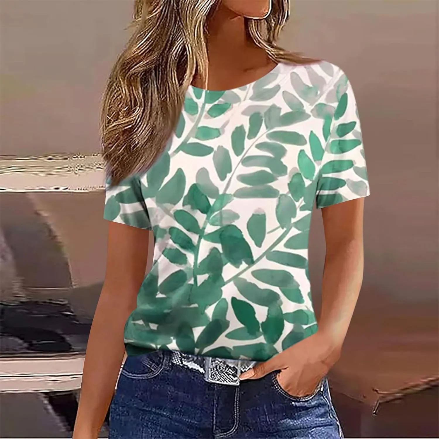 Womens Boho Floral Summer Tops 2025 Trendy Blouses Tunic Short Sleeve T Shirts Dressy Causal Ladies Spring Clothes