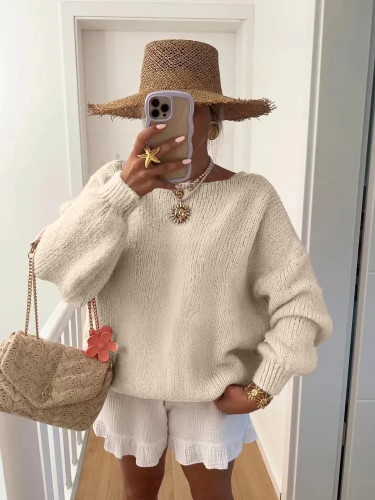 Women's Cardigan Sweaters Open Front Button Down Long Sleeve V Neck Loose Knit Sweater Tops