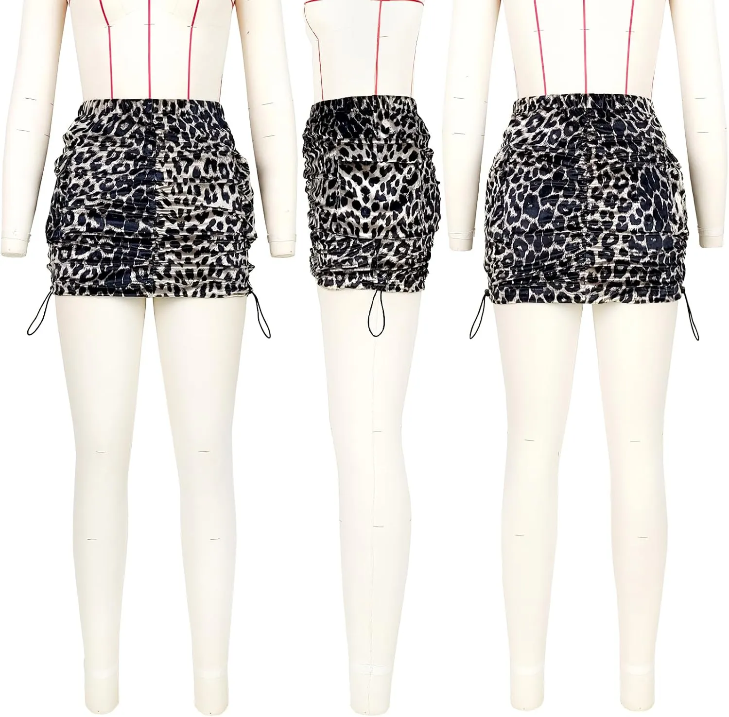 Womens Cargo Skirt Y2K - Casual Summer High Waisted Bodycon Pencil Ruched Mini Skirts Side Drawstring and Pockets