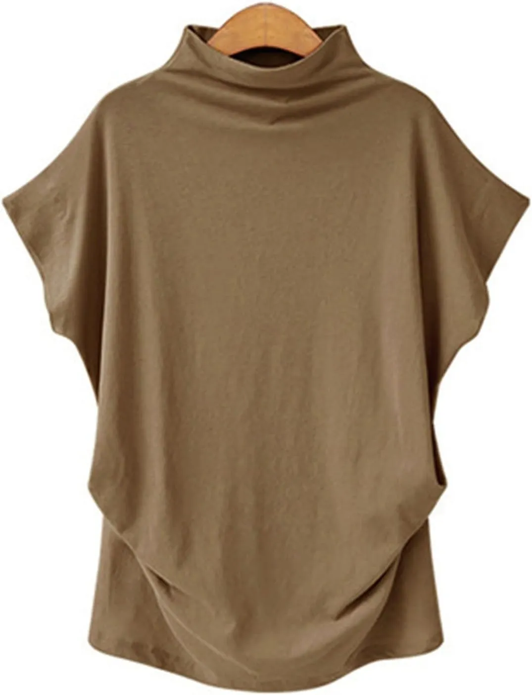 Women's Casual Loose Mock Neck Batwing Sleeve Tops,2025 Summer Solid Business Work Shirts Elegant Teacher Blouse