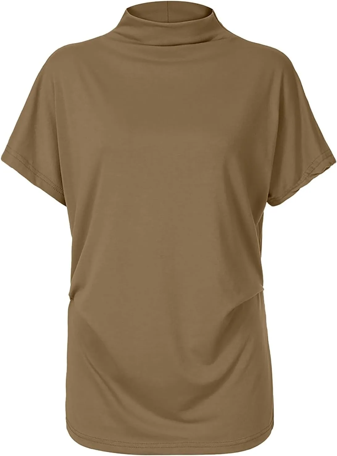 Women's Casual Loose Mock Neck Batwing Sleeve Tops,2025 Summer Solid Business Work Shirts Elegant Teacher Blouse