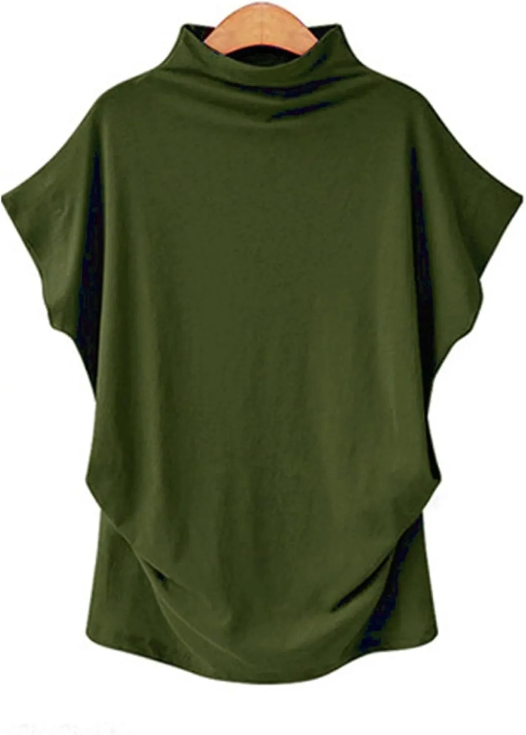 Women's Casual Loose Mock Neck Batwing Sleeve Tops,2025 Summer Solid Business Work Shirts Elegant Teacher Blouse