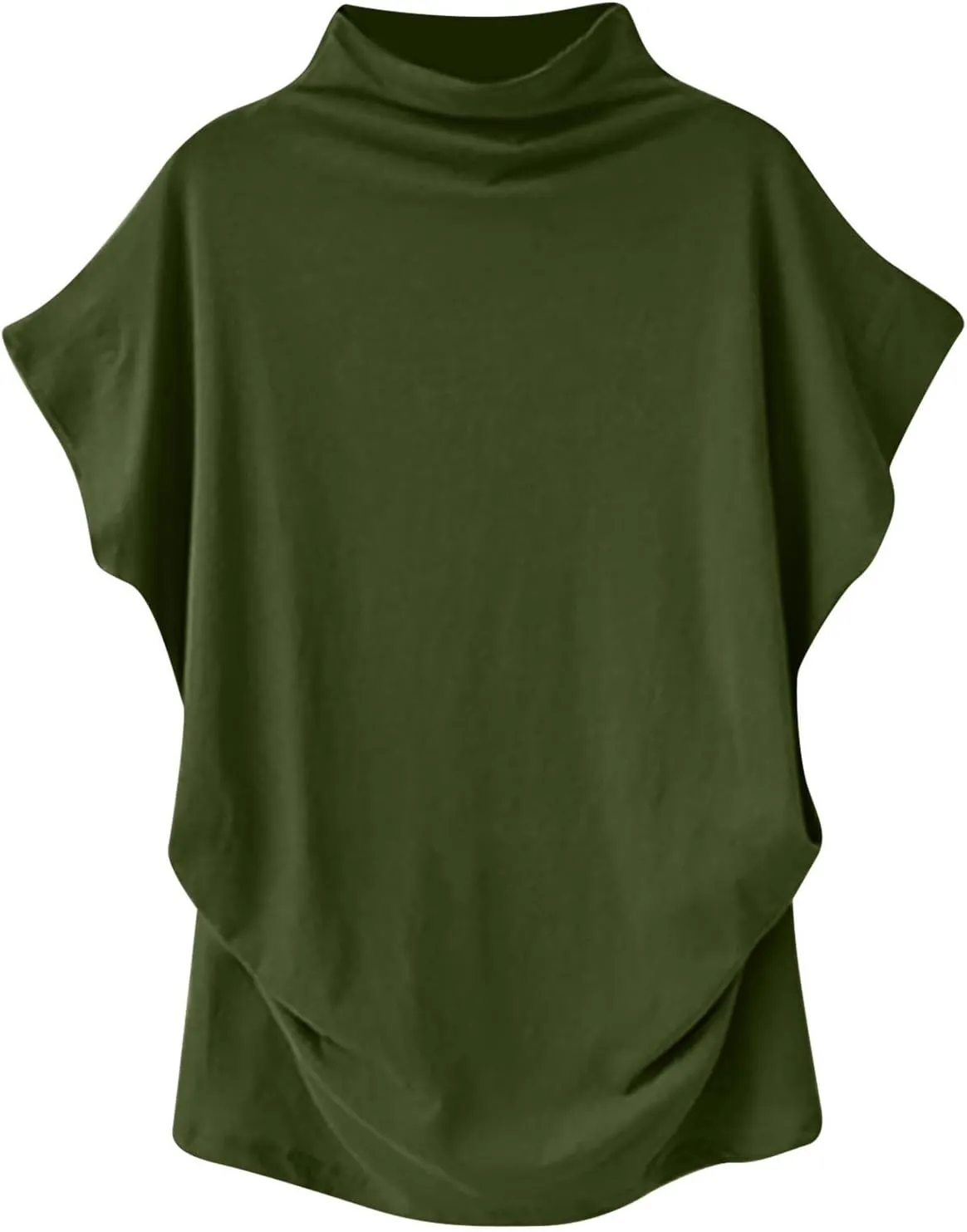 Women's Casual Loose Mock Neck Batwing Sleeve Tops,2025 Summer Solid Business Work Shirts Elegant Teacher Blouse