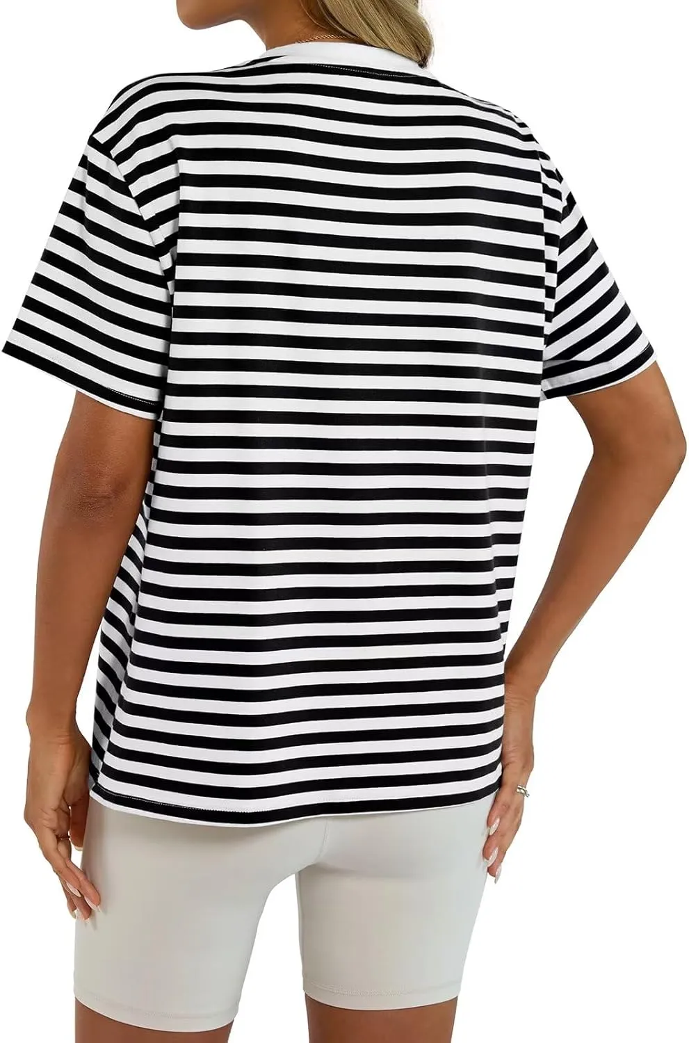 Womens Cotton Oversized T Shirts Loose Fit Short Sleeve Mock Neck Tops Summer Boxy Tee Fashion Clothes 2025