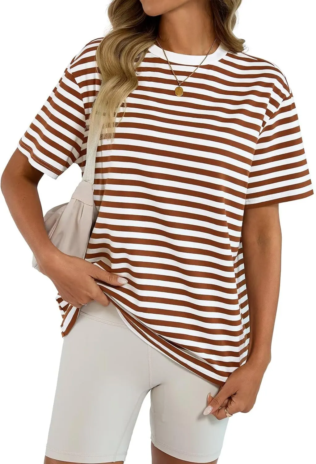 Womens Cotton Oversized T Shirts Loose Fit Short Sleeve Mock Neck Tops Summer Boxy Tee Fashion Clothes 2025