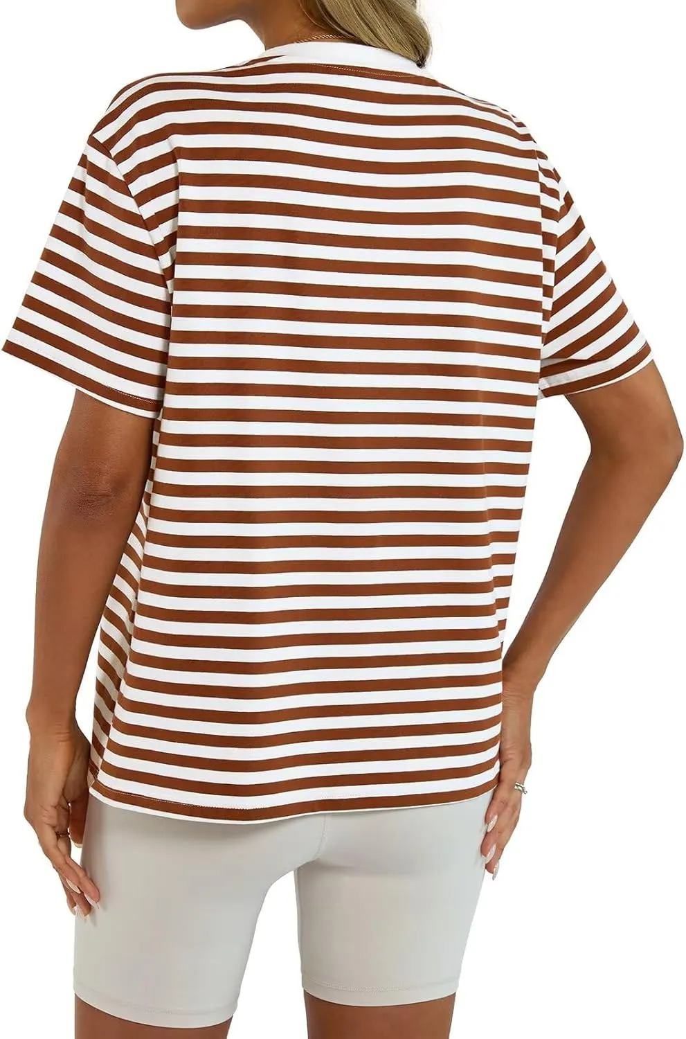 Womens Cotton Oversized T Shirts Loose Fit Short Sleeve Mock Neck Tops Summer Boxy Tee Fashion Clothes 2025
