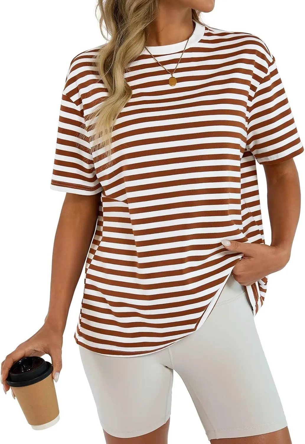 Womens Cotton Oversized T Shirts Loose Fit Short Sleeve Mock Neck Tops Summer Boxy Tee Fashion Clothes 2025
